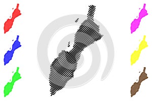 Masirah Island Sultanate of Oman, Indian Ocean map vector illustration, scribble sketch Mazeira or Wilayat Masirah map