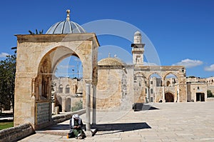 Masjid Aksa Mosque is located in Jerusalem. A view from the courtyard of the mosque.