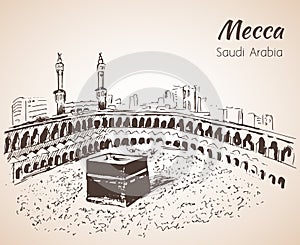 Masjid al-Haram sketch. Mecca. photo