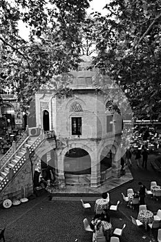 Masjid or mosque at courtyard of historical Koza Han in Bursa, Turkey