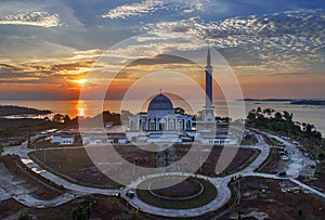 Masjid Raya Kepulauan Riau at sunset, Bintan indonesia