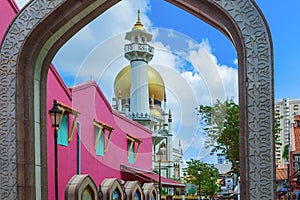 Masjid Sultan mosque and murals on Arab Street in the Malay Heritage District, Singapore