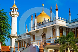 Masjid Sultan mosque and murals on Arab Street in the Malay Heritage District, Singapore