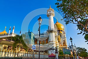 Masjid Sultan mosque and murals on Arab Street in the Malay Heritage District, Singapore