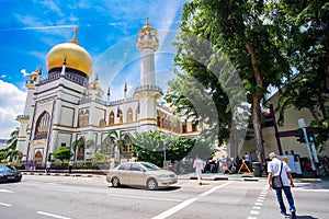 Masjid Sultan, Singapore Mosque in historic Kampong Glam with golden dome  and huge prayer hall. landmark and popular for tourist