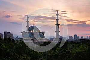 Masjid Wilayah Persekutuan during sunrise, A public mosque in Kuala Lumpur, Malaysia