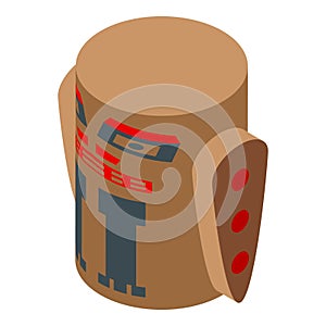 Mask angry totem icon isometric vector. Maya ancient