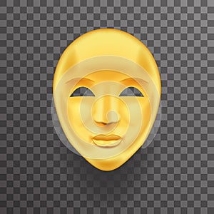Mask Antique Golden Face Realistic 3d Transperent Icon Template Background Mock Up Design Vector Illustration photo