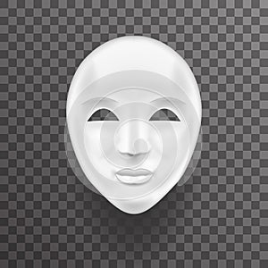 Mask Antique White Face Realistic 3d Transperent Icon Template Background Mock Up Design Vector Illustration photo