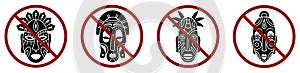 mask ban prohibit icon. Not allowed costume . photo