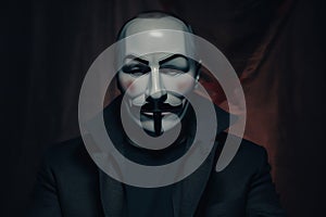 mask on black background online hacktivist group Anonymousl art NFT