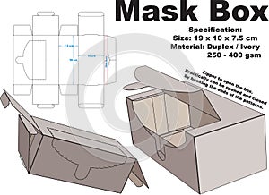 Mask Box With Zipper Vector Diecutting