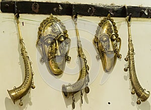 Mask & Bugle made of brass metal handcrafted