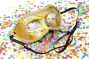 Mask for carnival with confetti