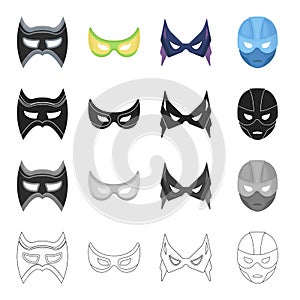 Mask, cinematography, cartoons and other web icon in cartoon style.Hero, negative, Superman icons in set collection.