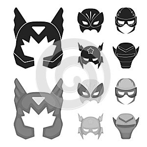 Mask on the head, helmet.Mask super hero set collection icons in black,monochrom style vector symbol stock illustration photo