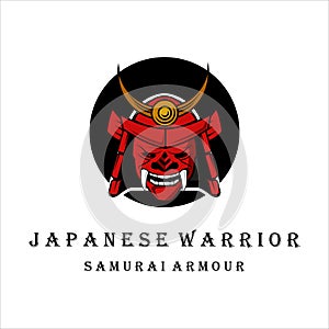 mask and helmet for samurai logo vector vintage illustration template design. japanese warrior armour for logo concept template