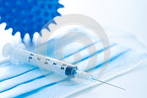 Injection syringe. Covid-19 coronavirus vaccination concept