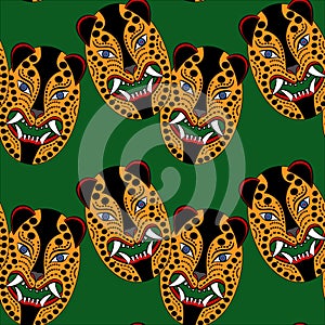 Mask jaguar pattern of the Aztecs of photo