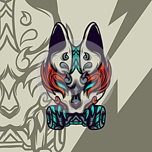 The Mask Kitsune Mascot