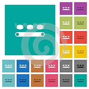 Mask manufacturing square flat multi colored icons