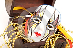Mask in an old box photo