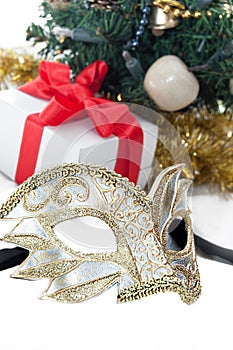 Mask over Christmas decoration