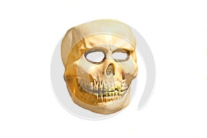 Mask skeleton head made of silicone or rubber isolated on a white background
