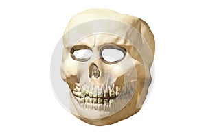 Mask skeleton head made of silicone or rubber isolated on a white background