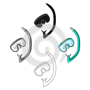 The mask and snorkel for diving.Summer rest single icon in cartoon,black style vector symbol stock illustration.