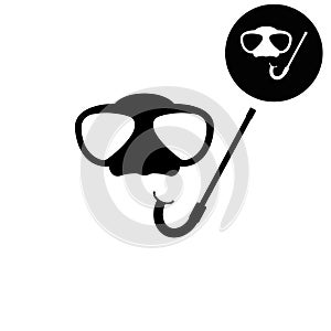 Mask and snorkel - white vector icon