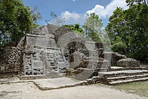 Mask Temple at Lamanai Archaeological Reserve, Orange Walk, Belize, Central America