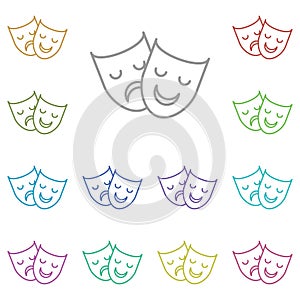 Mask, theater multi color icon. Simple thin line, outline vector of cinema icons for ui and ux, website or mobile application