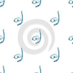 Mask and tube for diving icon in cartoon style isolated on white background. Family holiday symbol stock vector
