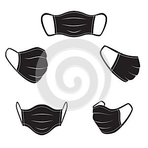 Mask vector icon set. Objects on neutral background.