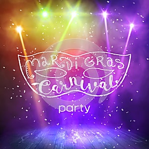 Mask with the words `Mardi Gras`