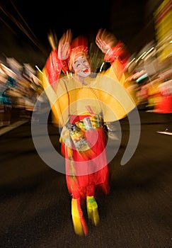 Masked dancer at a night festival in Japan