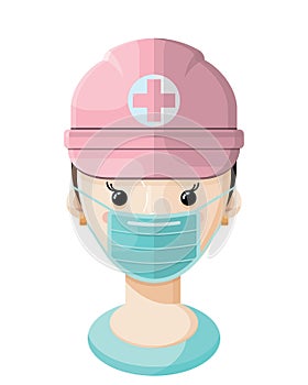 Masked Emergency Medical First Responder Flat Vector Illustration Icon Avatar VI photo