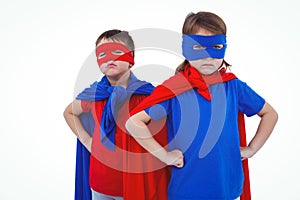 Masked kids pretending to be superheroes