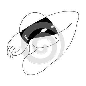 Masked man, burglar or lifeguard hero in minimalism style. The design is suitable for decor, paintings, logo, websites, post desig