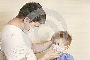 Masked man with a child