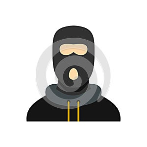 Masked robber icon, flat style