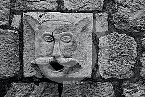 A Maskeron Decorative Face in a Stone Wall in Dubrovnik, Croatia