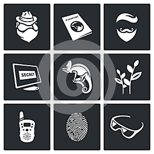 Masking of humans and animals icons set. Vector Illustration.