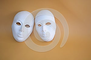White masks for carnival and theaters. photo