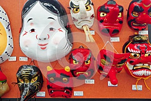 Masks of Tengus and Japanese demons photo