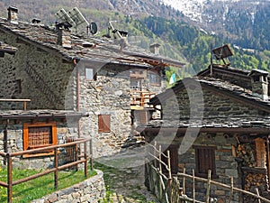 Maslana is an ancient rural village accessible only on foot. Valbondione, Bergamo, Orobie Alps, Italy photo