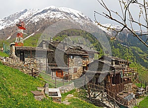 Maslana is an ancient rural village accessible only on foot. Valbondione, Bergamo, Orobie Alps, Italy photo