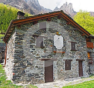 Maslana is an ancient rural village accessible only on foot. Valbondione, Bergamo, Orobie Alps, Italy