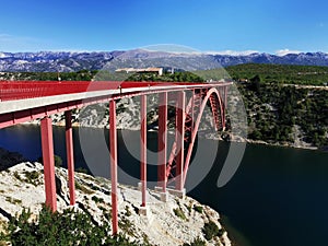 Maslenica bridge and Velebit mountains